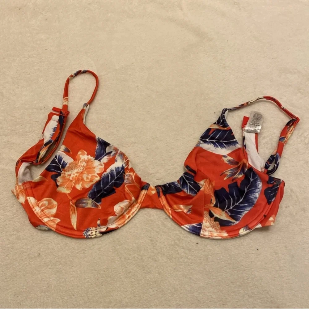 ASOS Coral and Navy Floral Bikini Top